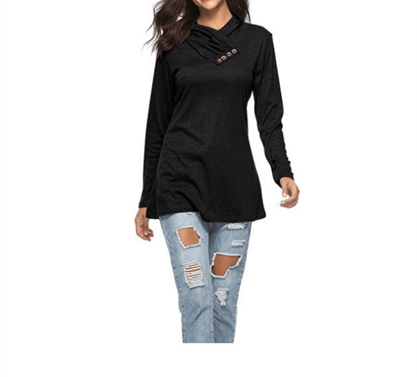 Dame afslappet hætteoverdel med knapdetalje Stilla