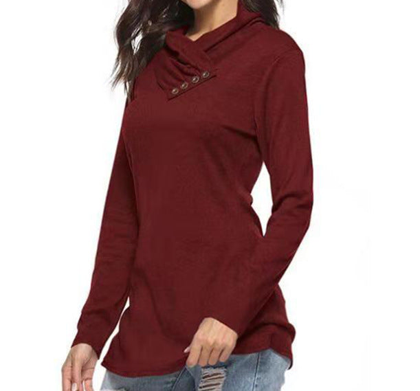 Dame afslappet hætteoverdel med knapdetalje Stilla