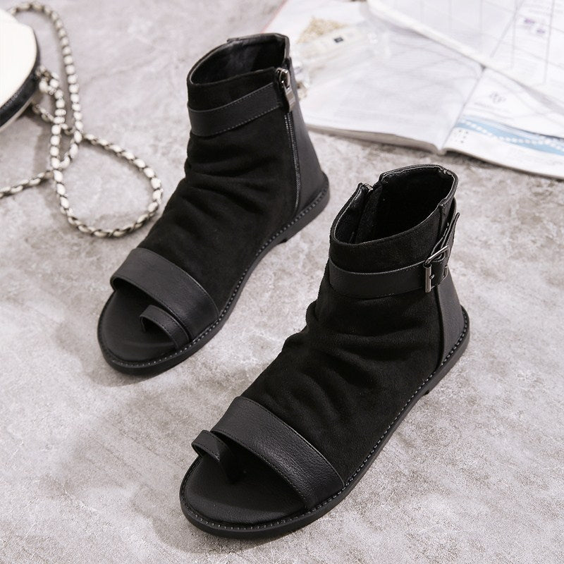 Dame Åbne Støvletter med elegant Folds-design og justerbar Spændeåbning Stilla