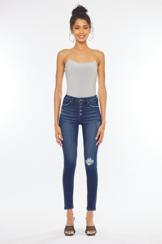 Stilla | Rise Piecing Detail Super Skinny Jeans