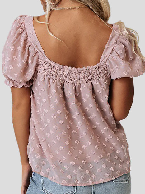 Stilla | Kvinders Bluser Jacquard Firkantet Hals Chiffon Bluse