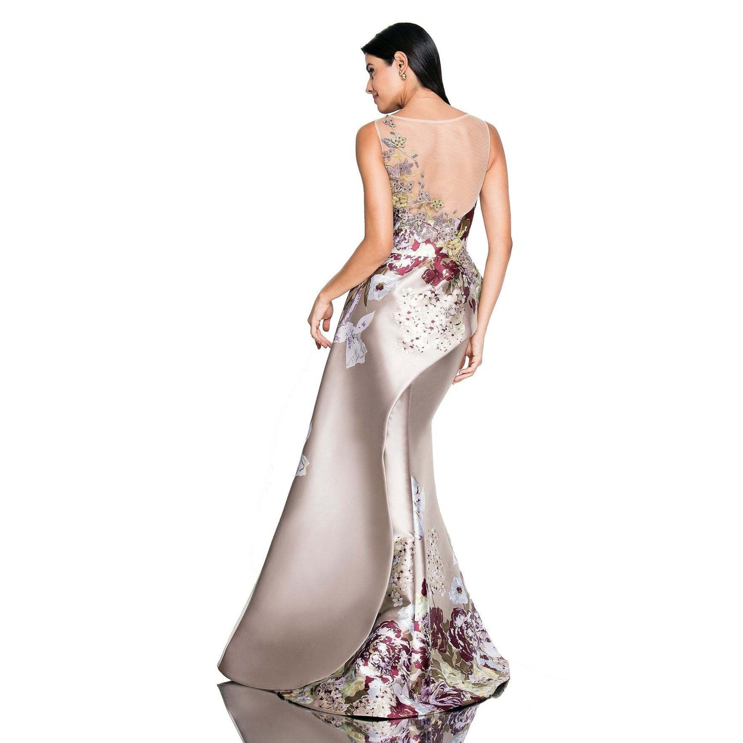 Dame Elegant Aftenkjole med floral spids og asymmetrisk kant Stilla