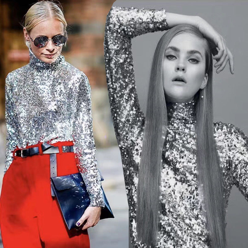 Dame Elegant aftenkjole med glitrende overdel og flydende skirt Stilla