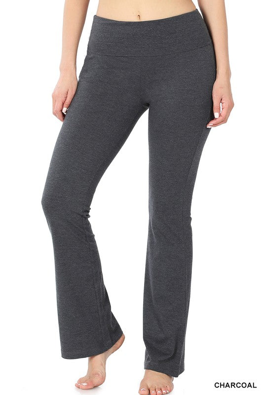 Stilla | Bomulds Fold Over Yoga Flare Bukser
