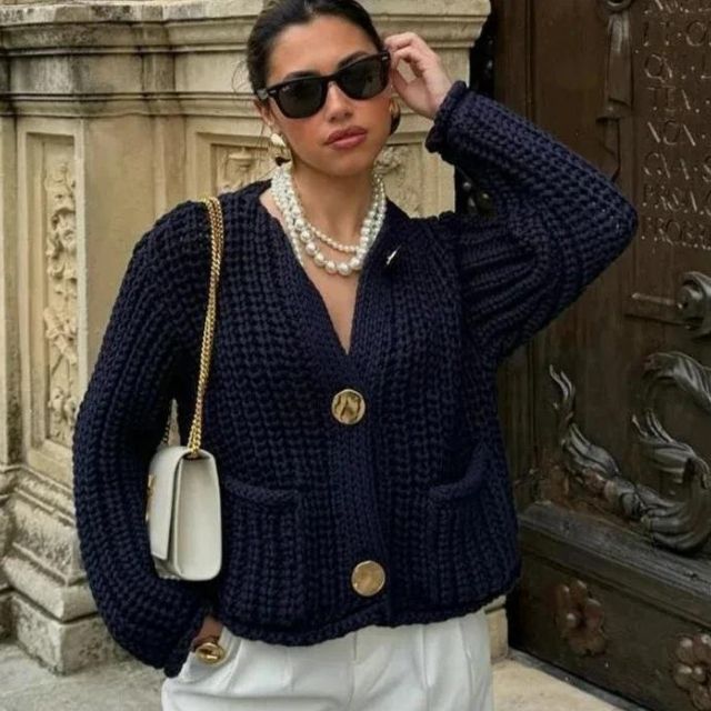 Stilla | Chunky strik cardigan med store knapper