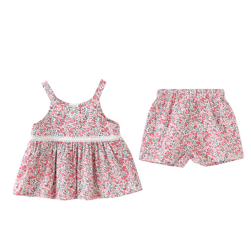Pige blomsterprint sommer outfit sæt Stilla