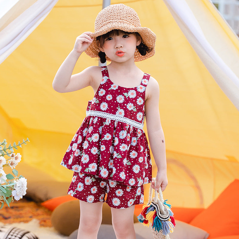 Pige blomsterprint sommer outfit sæt Stilla