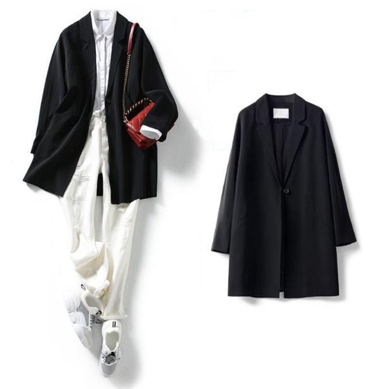 Dame afslappet oversized blazer med gennemgående knaplukning og to lommer Stilla