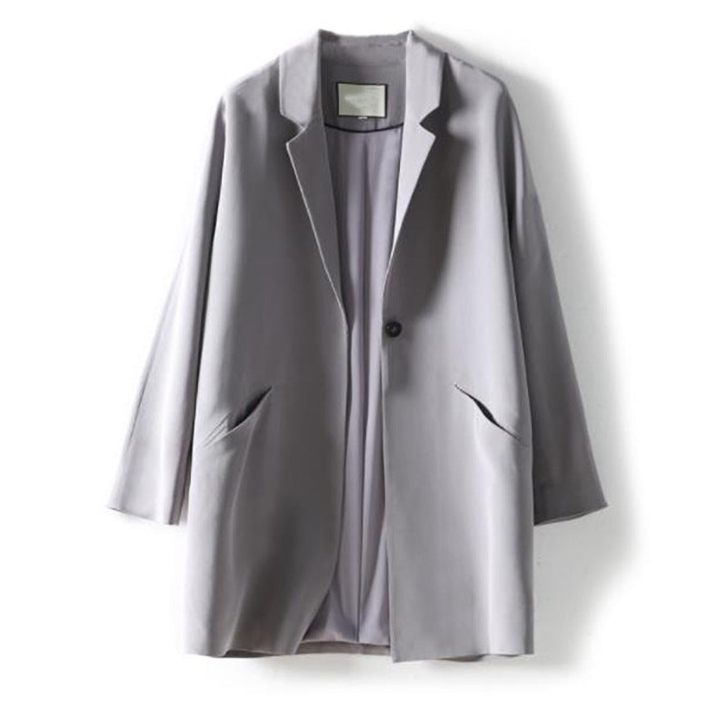 Dame afslappet oversized blazer med gennemgående knaplukning og to lommer Stilla