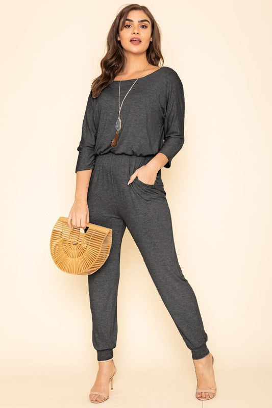 Stilla | Kvartær Ærme Båd Hals Blouson Jumpsuit