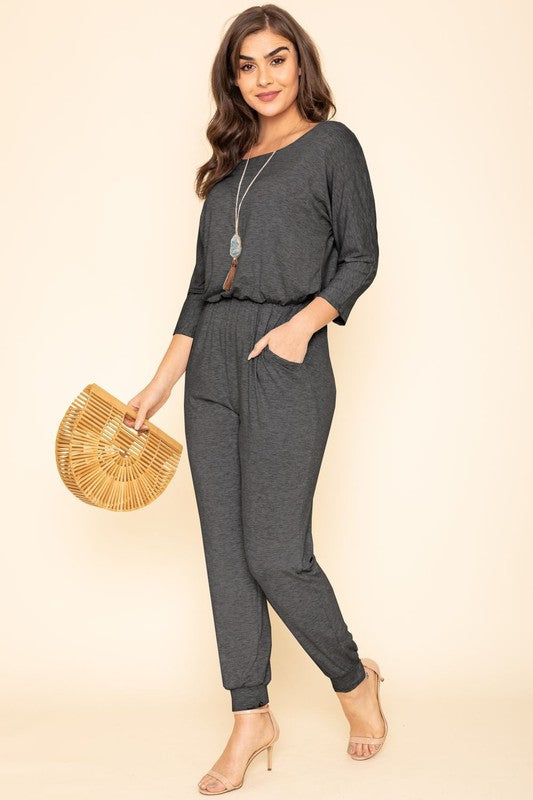 Stilla | Kvartær Ærme Båd Hals Blouson Jumpsuit