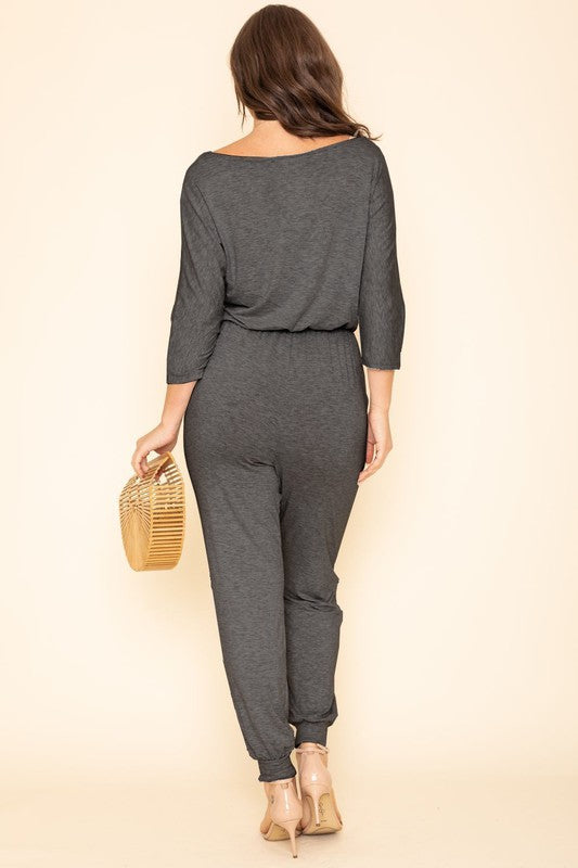 Stilla | Kvartær Ærme Båd Hals Blouson Jumpsuit