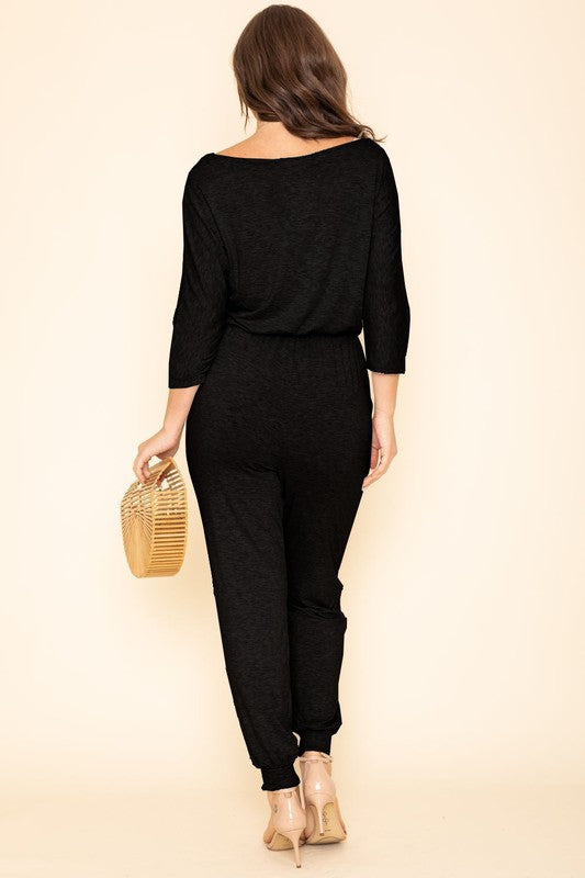 Stilla | Kvartær Ærme Båd Hals Blouson Jumpsuit
