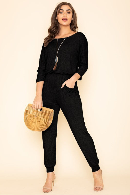 Stilla | Kvartær Ærme Båd Hals Blouson Jumpsuit