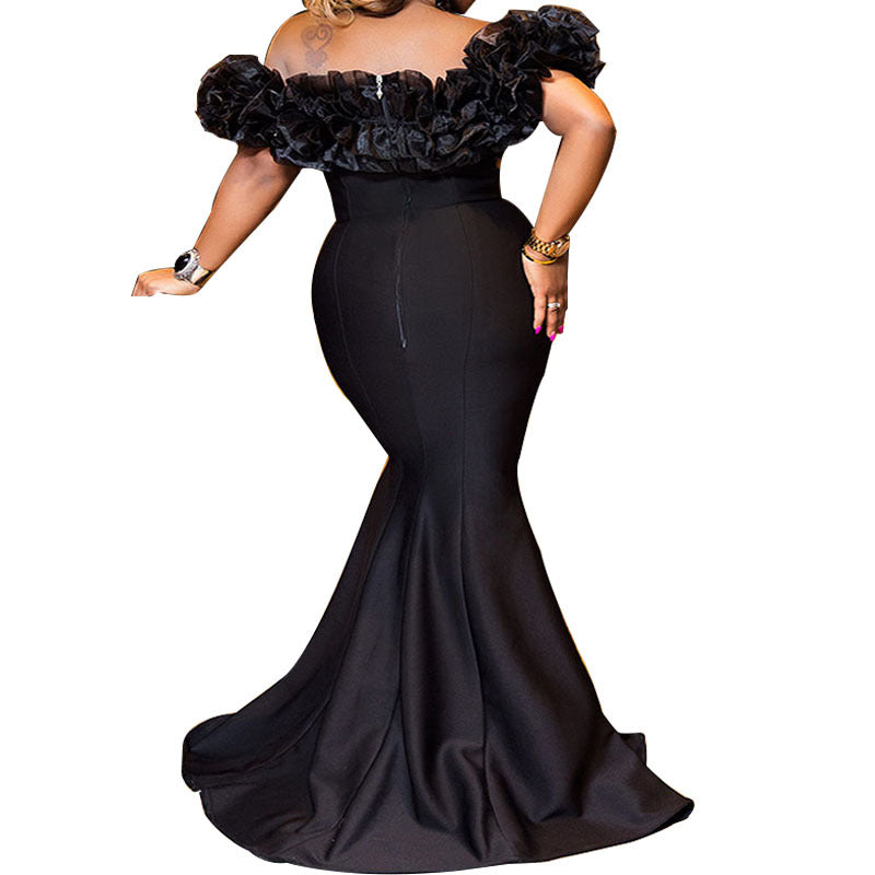 Dame Elegant Havfrue Aftenkjole med voluminøs Rynkekrave og tætsiddende snit Stilla