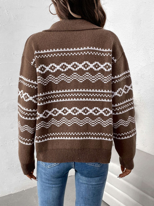 Stilla | Geometrisk Lynlås Krave Langærmet Cardigan