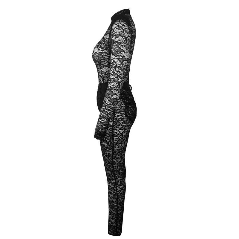 Dame spidse jumpsuit med fast taljebælte og elegante detaljer Stilla