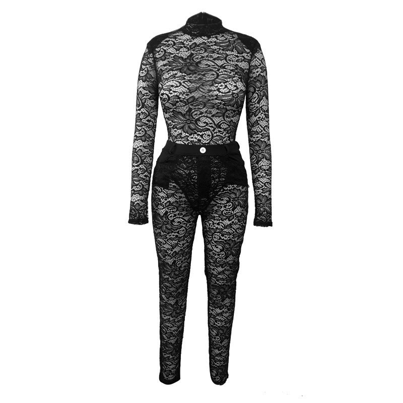 Dame spidse jumpsuit med fast taljebælte og elegante detaljer Stilla