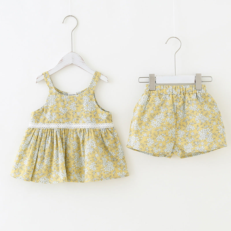 Pige blomsterprint sommer outfit sæt Stilla