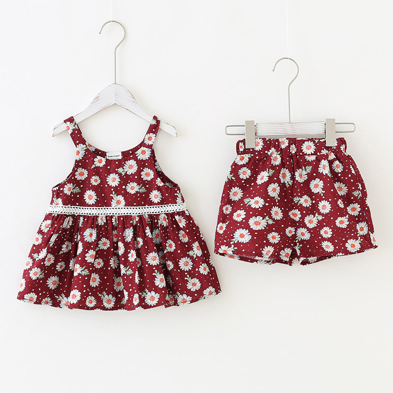 Pige blomsterprint sommer outfit sæt Stilla