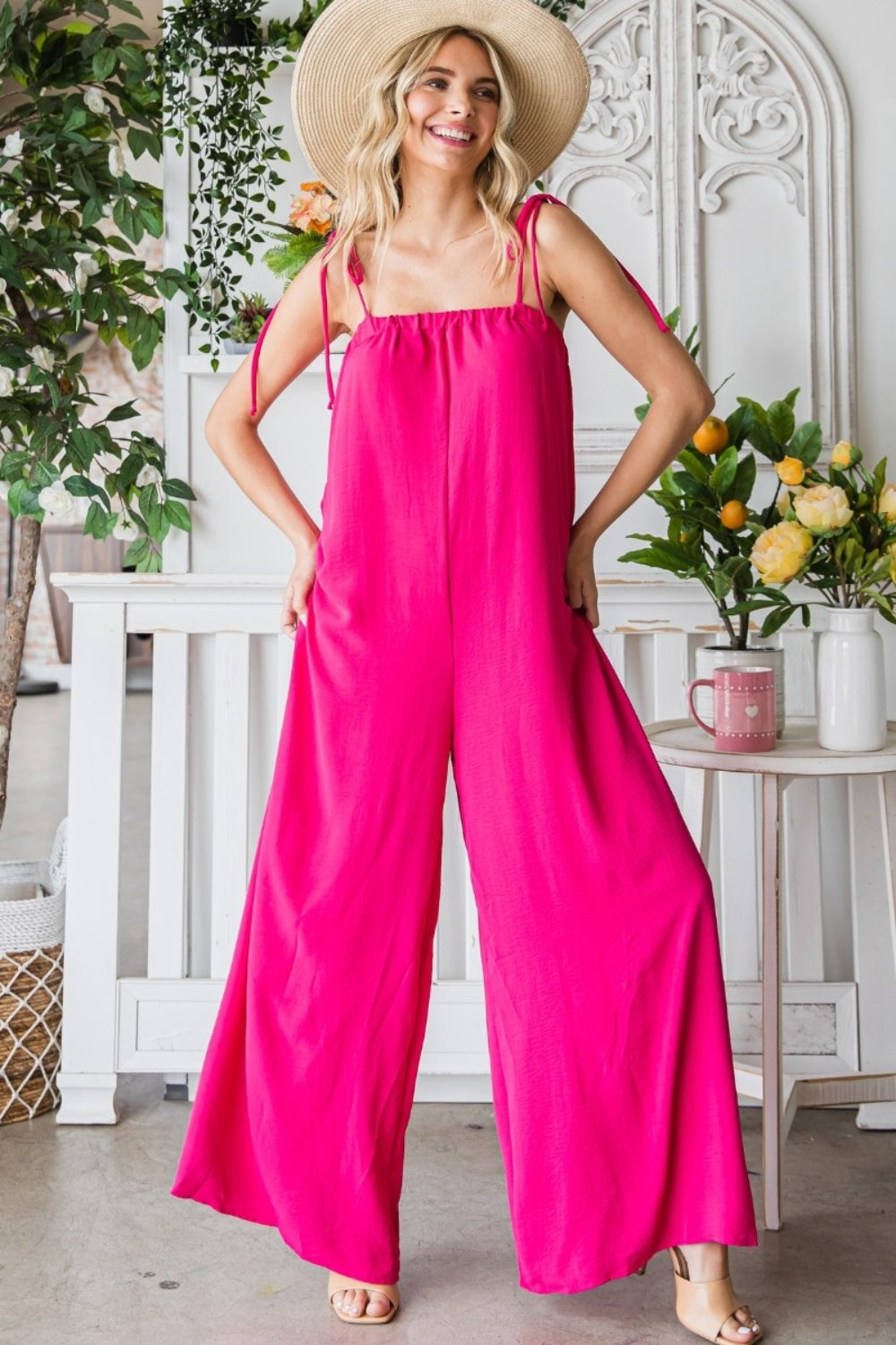 Stilla | Pocketed Spaghetti Strap Bred Ben Jumpsuit