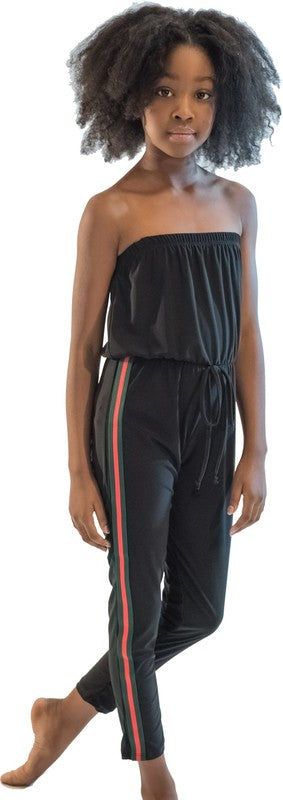 Stilla | Sort Stribet Side Jumpsuit