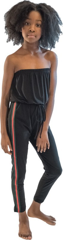 Stilla | Sort Stribet Side Jumpsuit