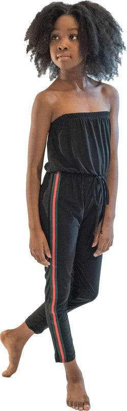 Stilla | Sort Stribet Side Jumpsuit
