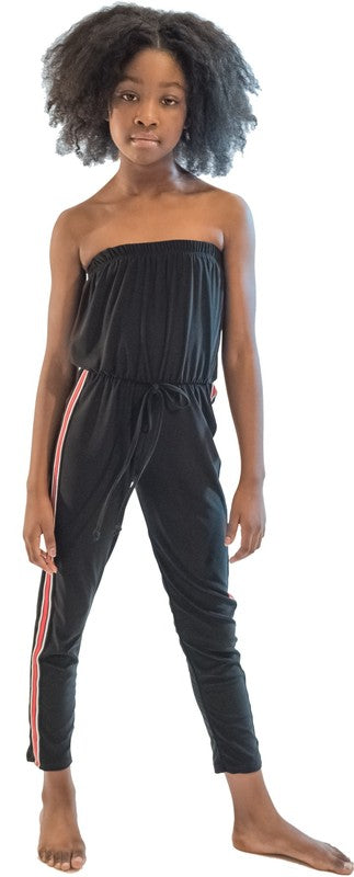 Stilla | Sort Stribet Side Jumpsuit