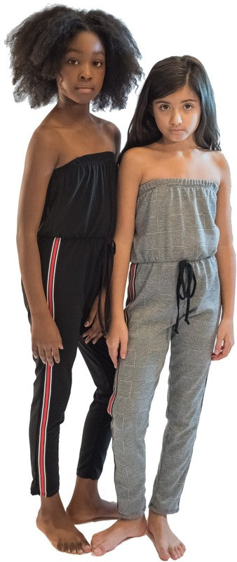 Stilla | Sort Stribet Side Jumpsuit