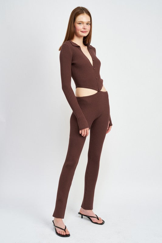 Stilla | Ærme Knaprys Jumpsuit Med Sideudskæringer