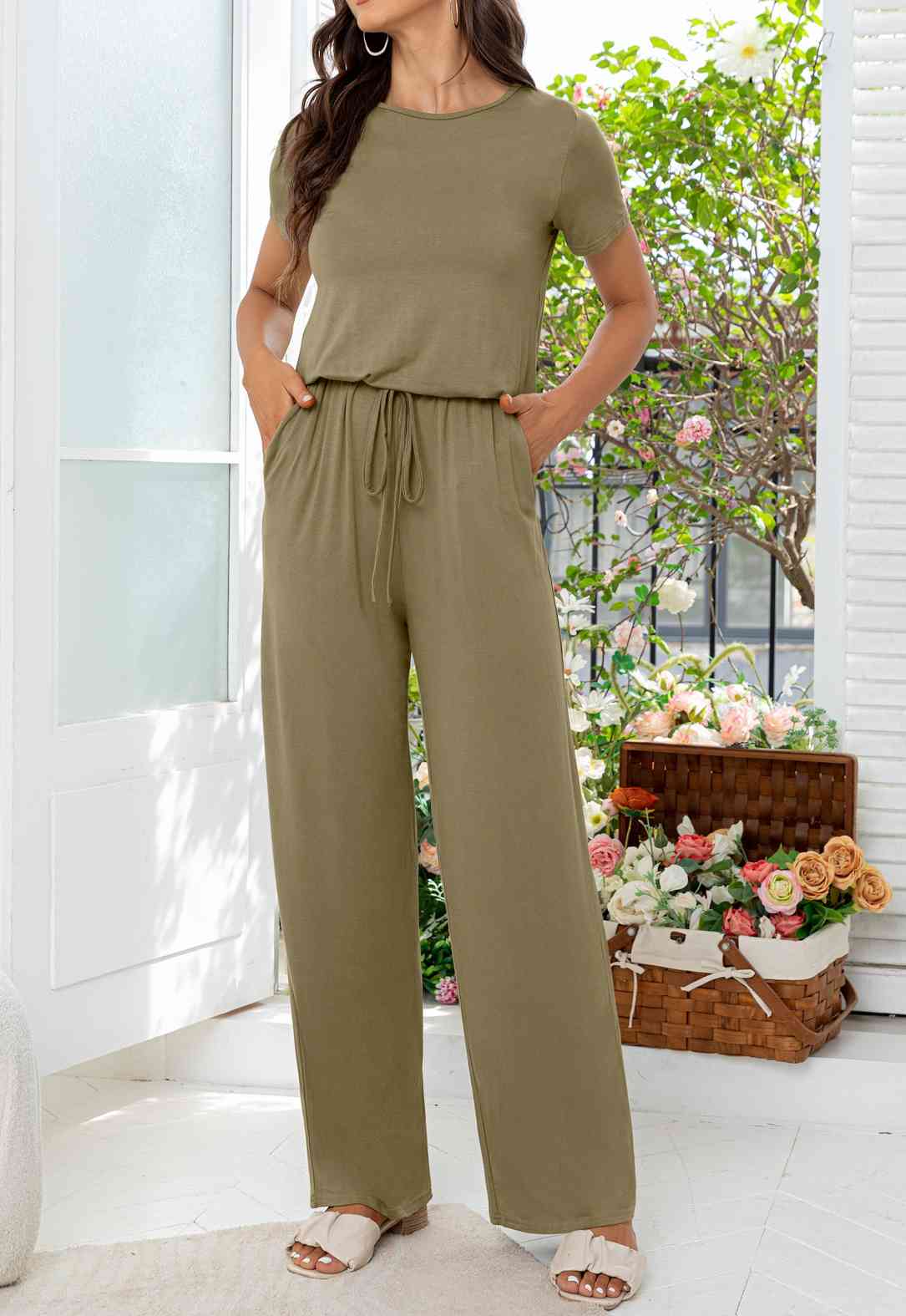 Stilla | Hals Åben Bag Jumpsuit Med Lommer