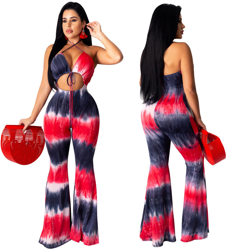 Dame Elegant Jumpsuit med dyb V-udskæring og Cut-Out-detaljer Stilla