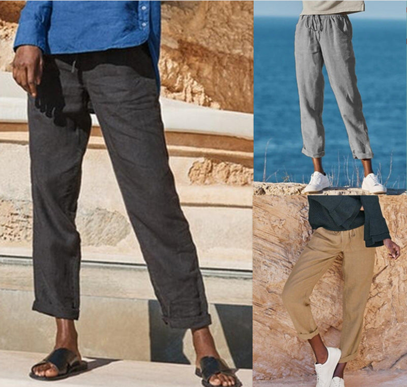 Dame afslappede linnedbukser med elastisk talje og praktiske lommer Stilla