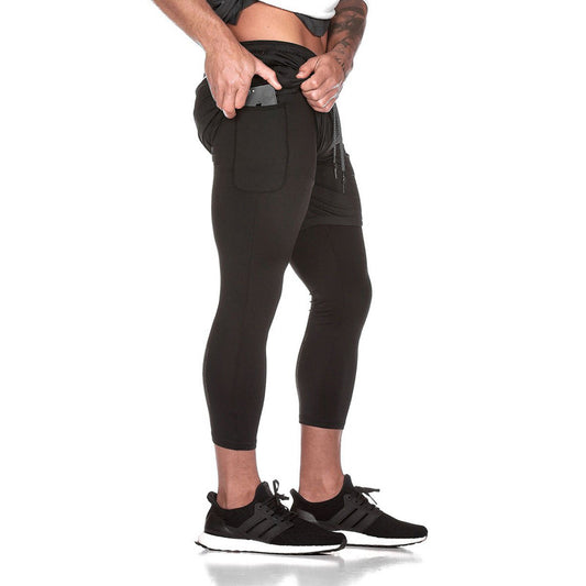 Herre træningsshorts med integrerede leggings og elastisk talje Stilla