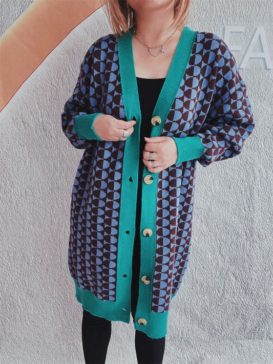 Stilla | Trim Geometrisk Knap Ned Cardigan