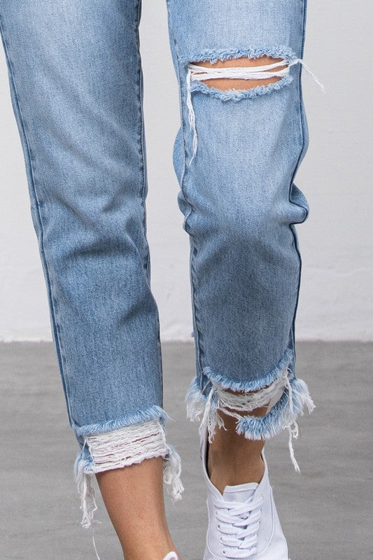 Stilla | Talje Rivet Frappe Kant Tapered Jeans