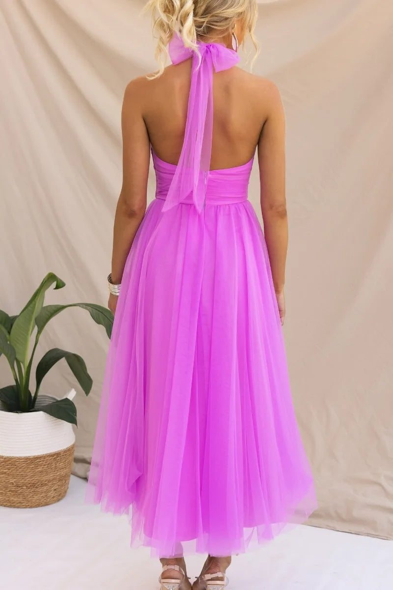 Stilla | Halter Tulle Mid Kjole