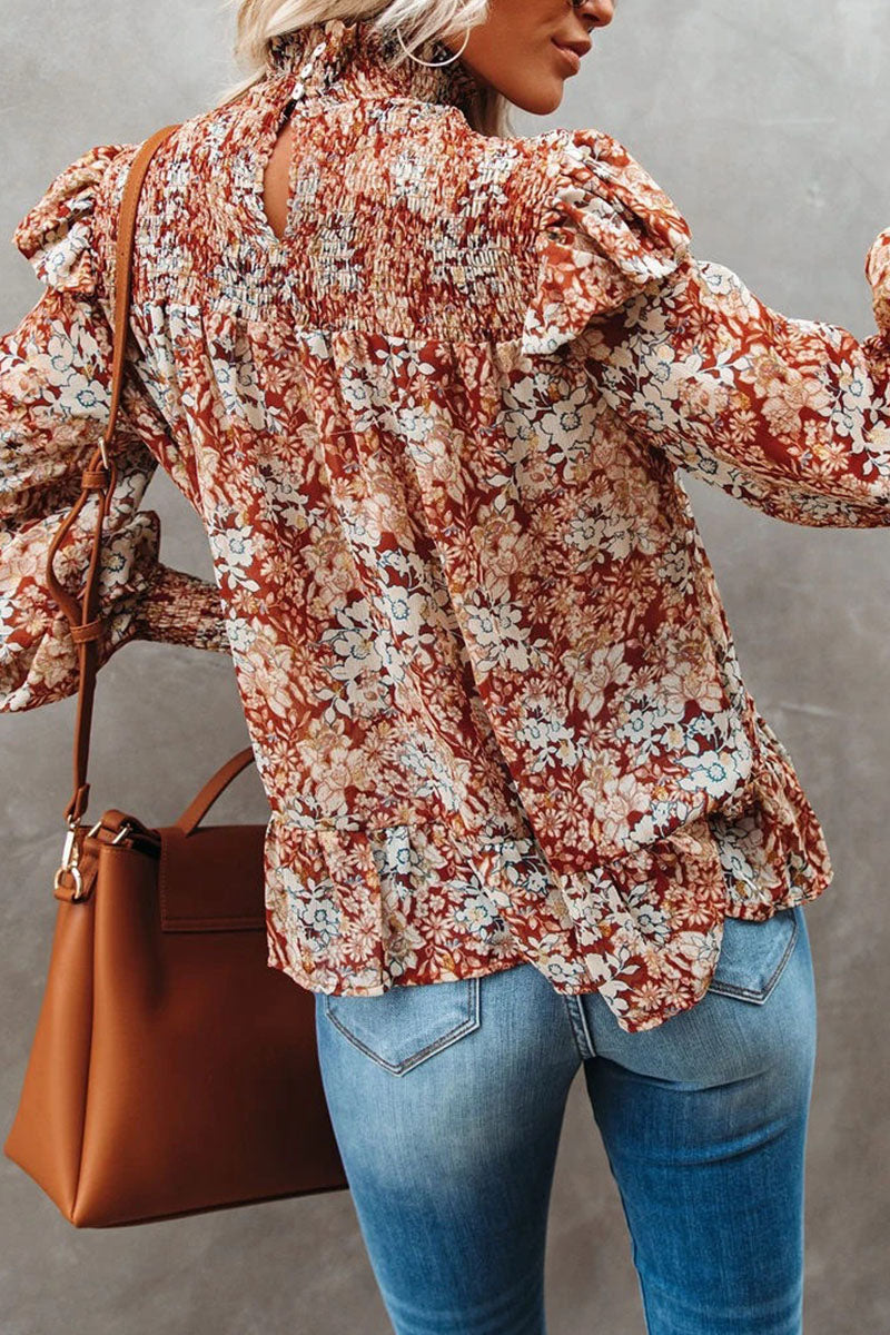 Stilla | Mode Street Print Patchwork Turtleneck Bluser