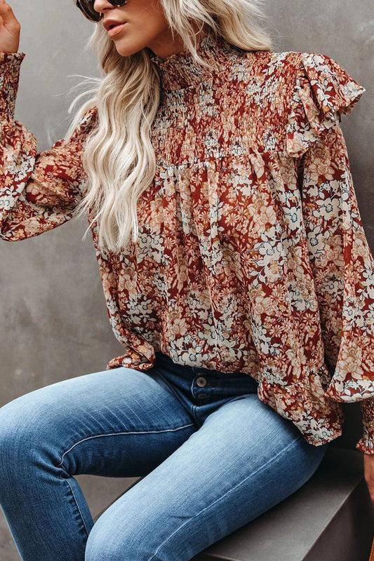 Stilla | Mode Street Print Patchwork Turtleneck Bluser