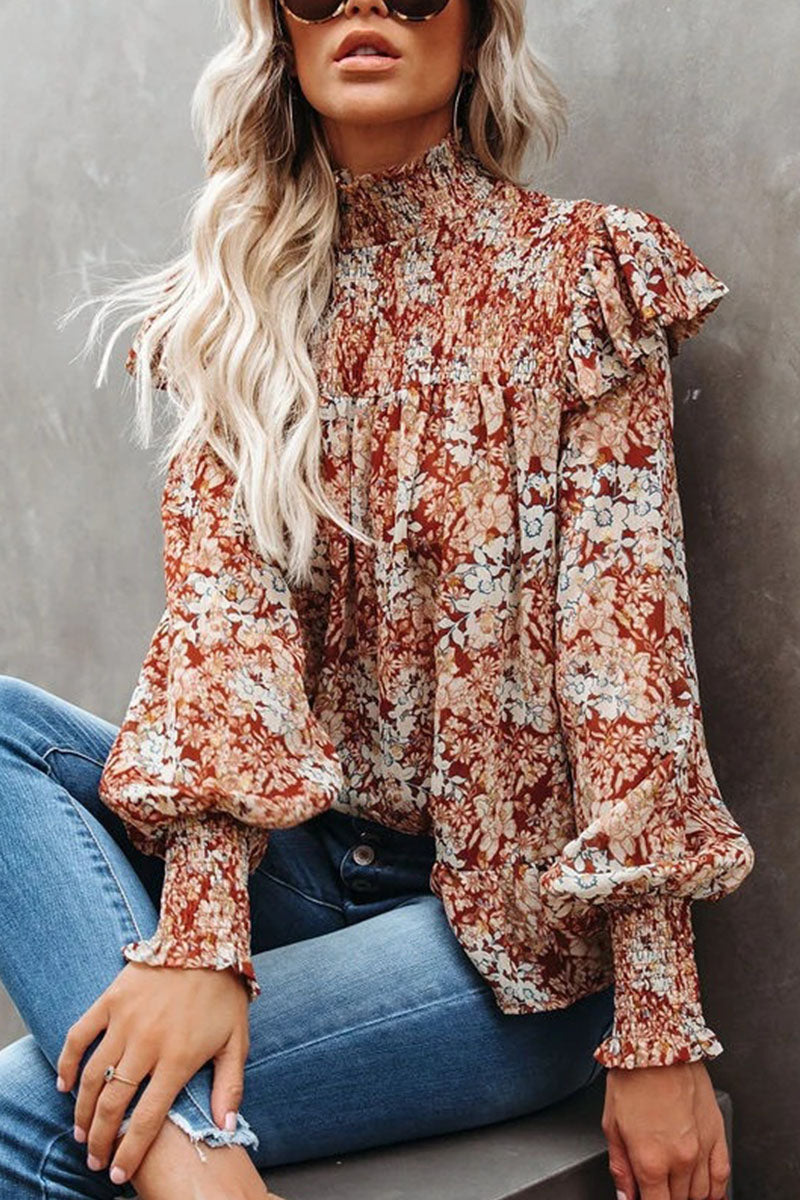 Stilla | Mode Street Print Patchwork Turtleneck Bluser