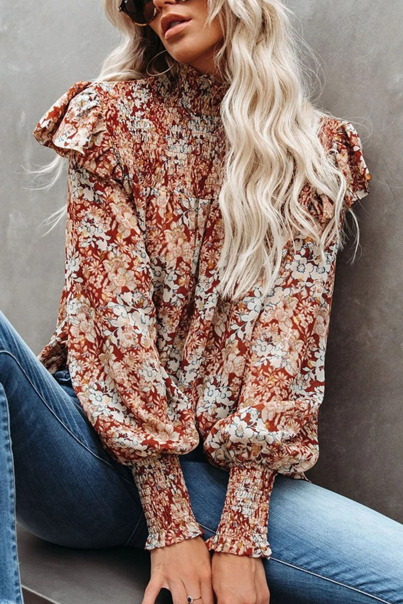 Stilla | Mode Street Print Patchwork Turtleneck Bluser