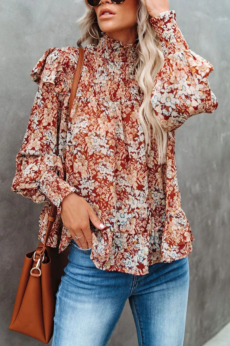 Stilla | Mode Street Print Patchwork Turtleneck Bluser