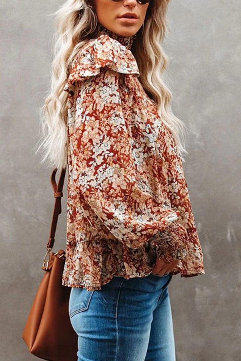 Stilla | Mode Street Print Patchwork Turtleneck Bluser