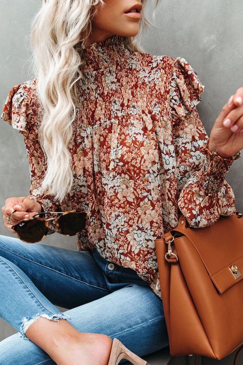 Stilla | Mode Street Print Patchwork Turtleneck Bluser