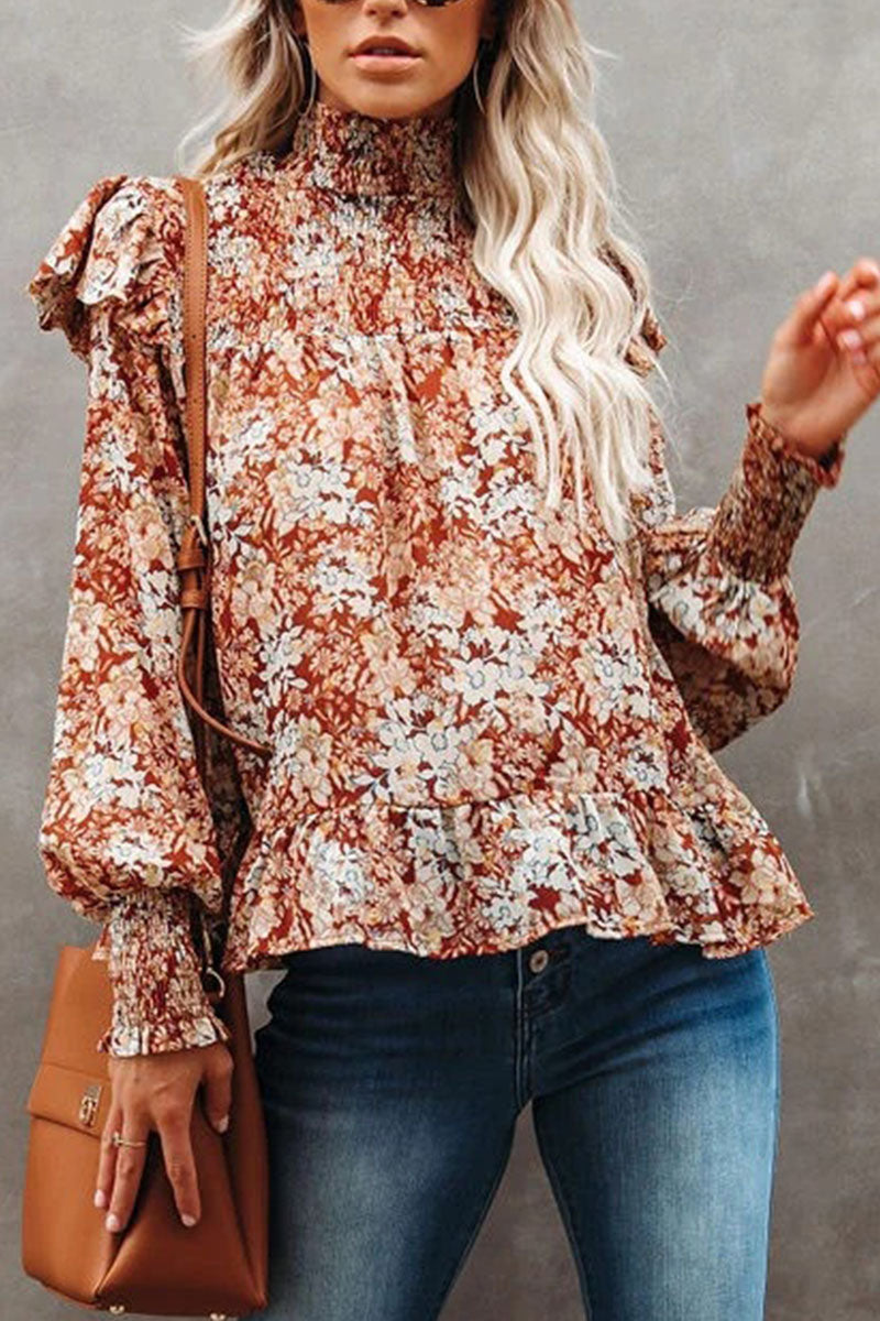 Stilla | Mode Street Print Patchwork Turtleneck Bluser
