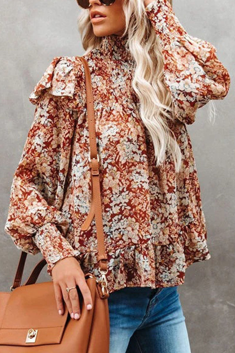 Stilla | Mode Street Print Patchwork Turtleneck Bluser