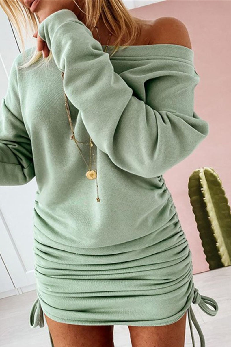 Stilla | Gade Solid Patchwork Frenulum O-hals Blyant Nederdel Kjoler