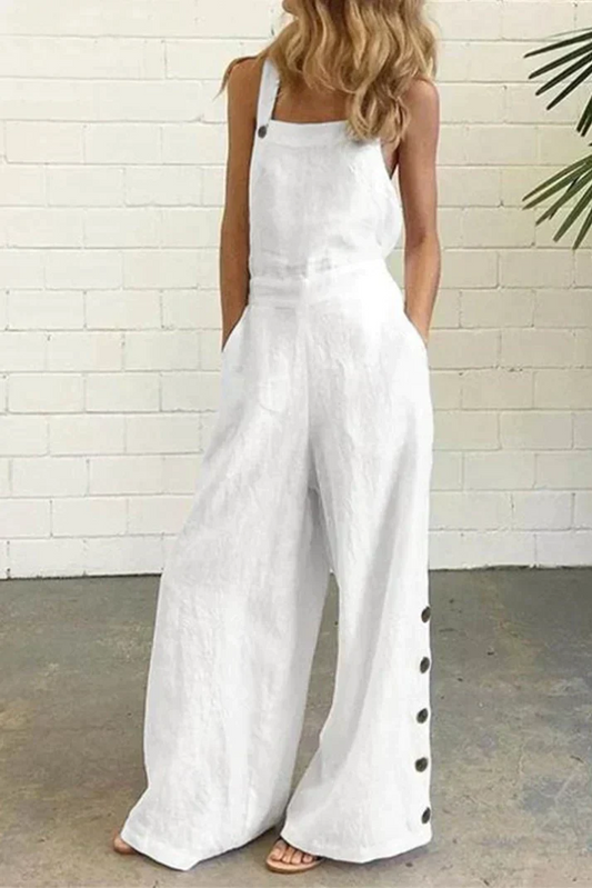 Stilla | Almindelig Jumpsuit Med Firkantet Krave Og Solidt Spænde