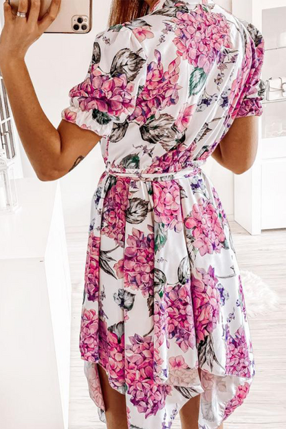 Stilla | Mode Elegant Blomster Frenulum V-hals Uregelmæssige Kjoler